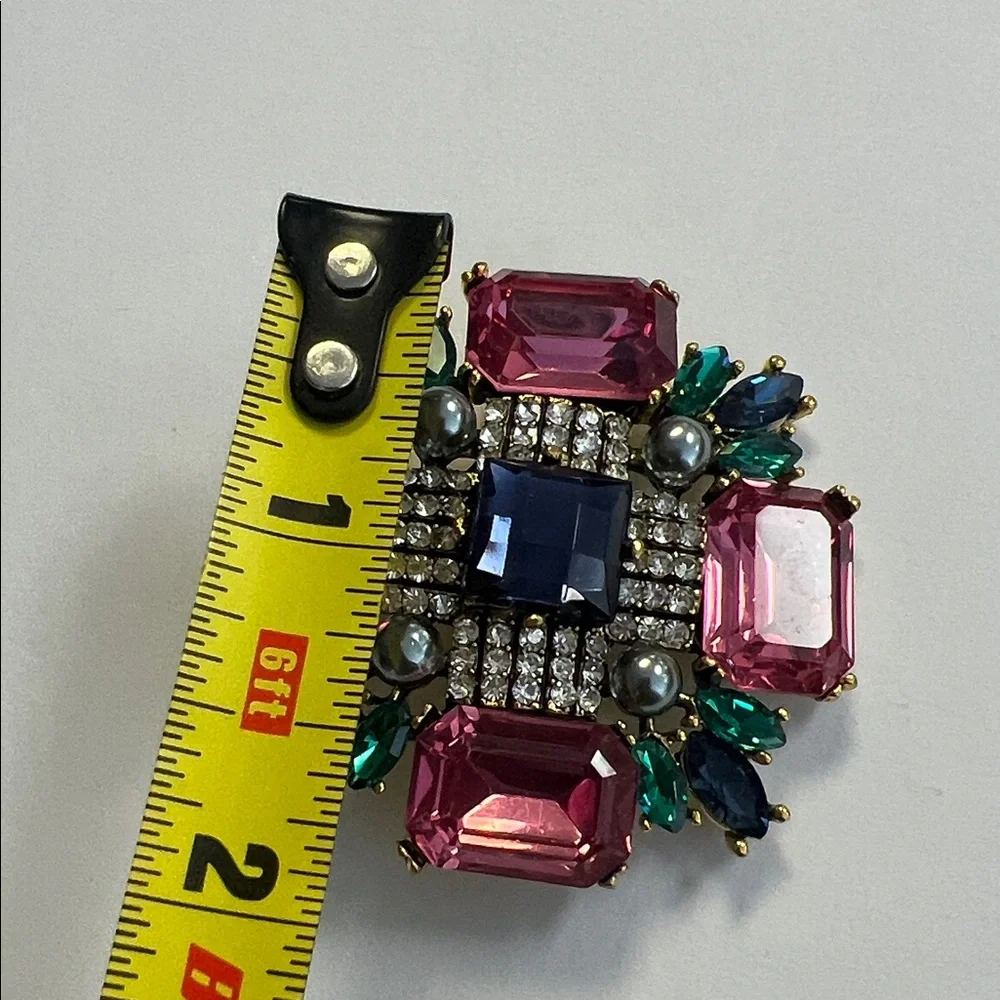 Elegant Pink and Blue Gemstone Brooch - Picture 6 of 8